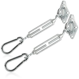 com-four® 6-Piece Sun Shade / Awning Mounting Set - Mounting Accessories with Wall Mount, Carabiner and Tension Screw - Galvanised (06 Pieces - Galvanised Mounting)