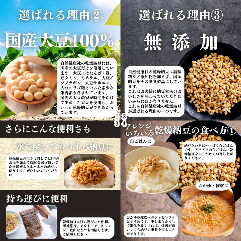 自然健康社 乾燥納豆 100g×2個 ドライ納豆 ひきわり 無添加