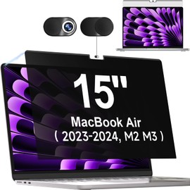 Magnetic Privacy Filter for Apple MacBook Air 15 Inch (2023-2024, M2/M3 Chip A2941 A3114), Removable Blue Light Privacy Screen Privacy Screen Protector Privacy Filter Privacy Protection