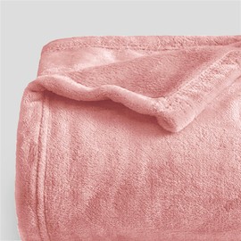 Oxford Homeware Fleece Blanket Sofa Throw Cuddly Reversible Soft Throws for Bed, Couch, Settee, Travel Lightweight and Breathable Blanket fit All Season (Pink, Throw/Single)