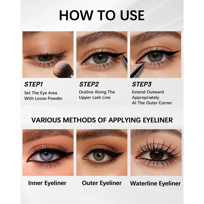 Black Gel Eyeliner Pencil,Waterproof Eye Liner Waterline Pen for Women
