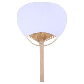 Kopida White Paddle Fan, Blank Pattern Summer Bamboo Hand Paper With Long Handle, Decorative Chinese for Home Desk Ornament