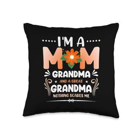 Last Minute Mother’s Day Gifts Wife Mom Grandma Im a Mom Grandma Nothing Scares Me Orange Throw Pillow, 16x16, Multicolor