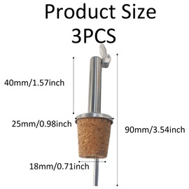 pson 3Pcs Stainless Steel Bottle Pourers, Hinged Flip Spout with Cork Design for Pouring Olive Oil, Vinegar, Syrup, Liquor, and Wine(Straight head)