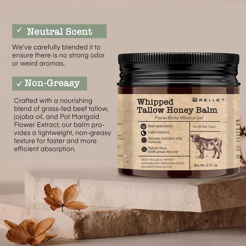NOVENSA Beef Tallow and Honey Balm for Skin : Grass