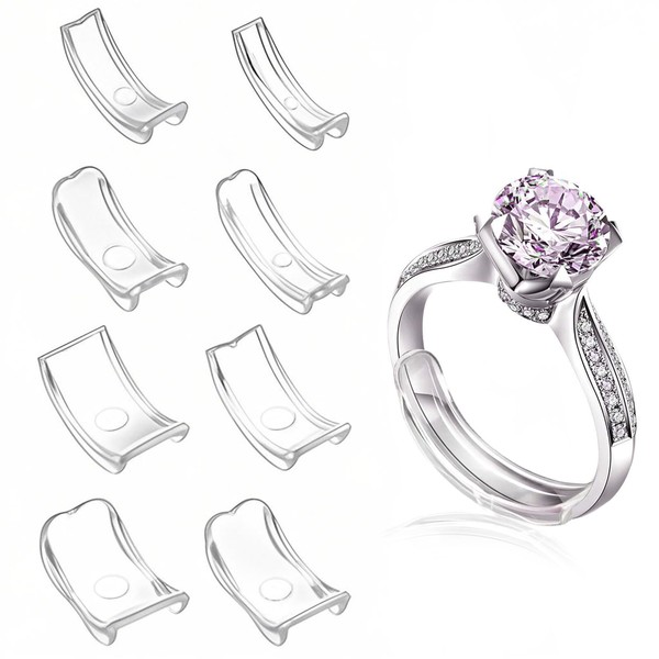 8Pcs Ring Size Adjuster, Transparent Flexible Ring Tightener, Ring Resizer