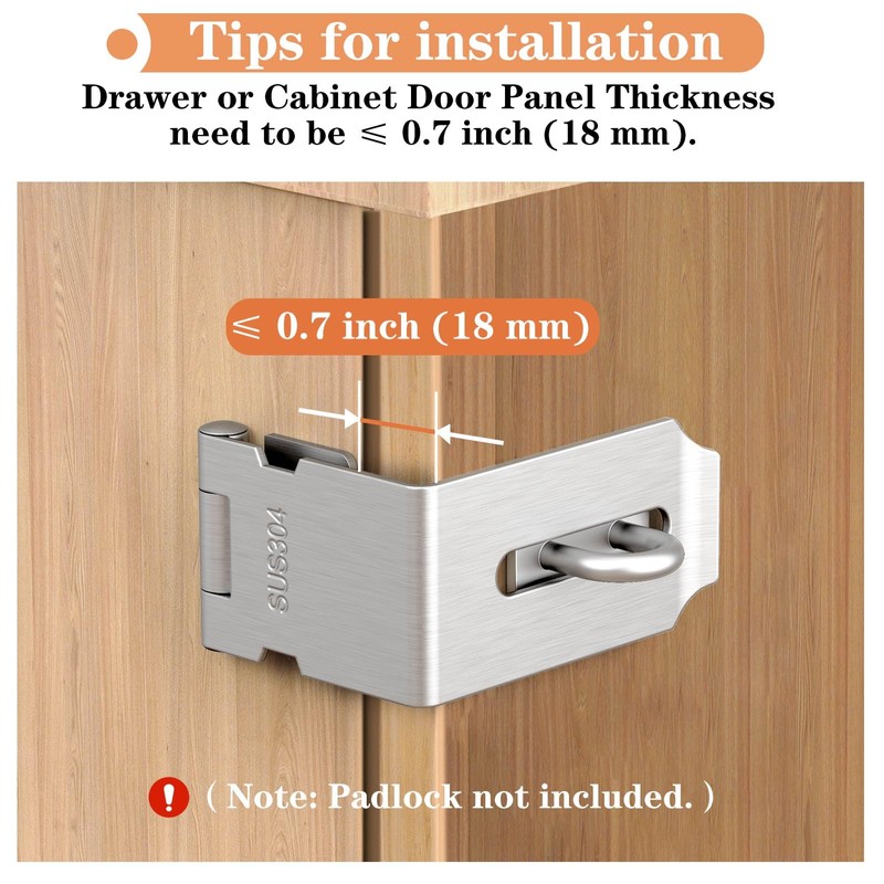 Mixizigoz 90 Degree Hasp Lock Latch, Right Angle Safe Padlock