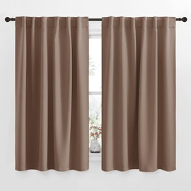 NICETOWN Blackout Curtains and Drapes for Kitchen - (Cappuccino Color) 52 inches Wide by 54 inches Long, 2 Panels Set, Thermal Insulated Blackout Window Drapes