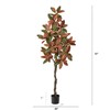 Nearly Natural 6ft. Fall Magnolia Artificial Tree, Brown, Plastic, Iron