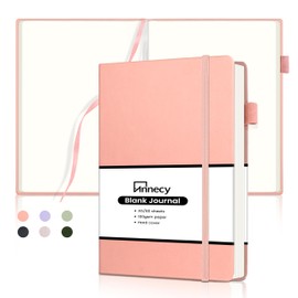 Annecy Blank Journal Notebook, Medium 5.5x 8.25, 160 Pages 100GSM Writing Paper, A5 Peach Pink Faux Leather Cover with Pen Loop