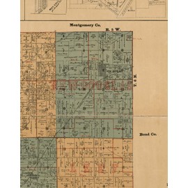 New Douglas 1892 Old Town Map with Homeowner Names Illinois - Reprint Madison Co. IL TM