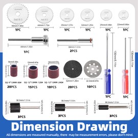 Glarks 94Pcs Sanding Drum and Cutting Wheel Kit, 80/120/240 Grit Drum Sander Sanding Sleeves with Drum Mandrels, Circular Saw Blades, Resin Cutting Discs, Diamond Cutting Wheels with Screwdrivers Set