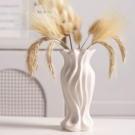 Ceramic Flowers Vase Home Decor Table Centerpiece, White Modern Vase for Roses Pampas Grass