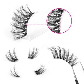 FANXITON Half Lashes with Clear Band Corner Lashes 15MM Natural Look 3D False Eyelashes Wispy Soft Cat Eye Fluffy Crul Accent Lashes Sets Pairs Pack
