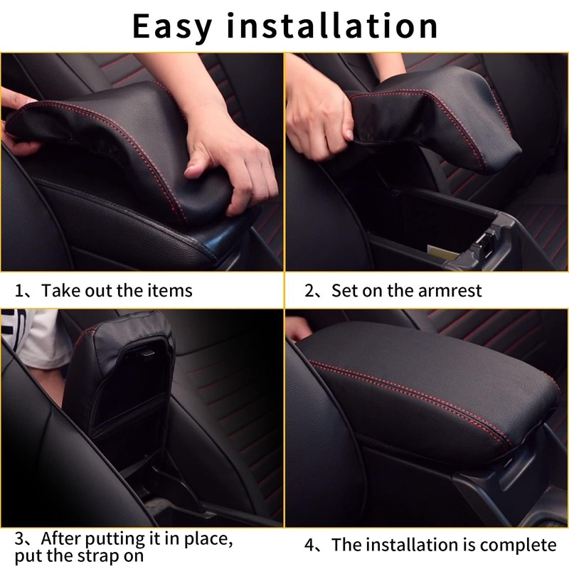 Center Console Covers for 2019-2014 Subaru Forester Red Stiches