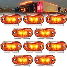10 PCS 2.5 inch LED Trailer Marker Lights with Screws, Front Rear Side Marker Clearance Indicators Light Lamp, Amber Dc12-24V Waterproof Universal Accessories for Rv Camper Truck Van Caravan Boat