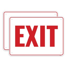2PC Exit Sign, 14 x 10 Inches - Aluminum - Exit Sign for Business