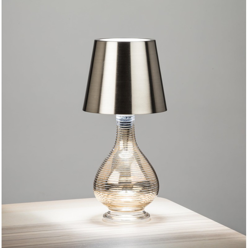 Abbott Collection Cordless Rechargeable LED Bottle Stopper Lamp/Light (Silver, Classic