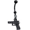 Body Candy Black Glitter Gun Dangle Belly Button Ring