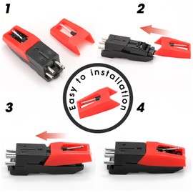 1 Cartridge with 4 Record Player Needles Replacement – Diamond Stylus for Crosley, ION, Victrola, LP Vinyl Player – Easy Install Turntable Parts Kit