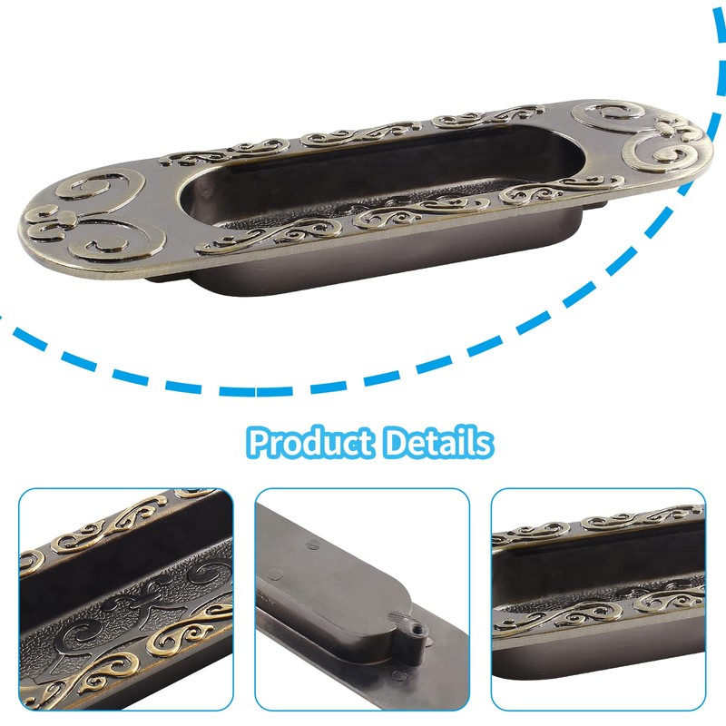 Biaungdo 2 Pcs Recessed Flush Handles Stainless Steel Finger Oval