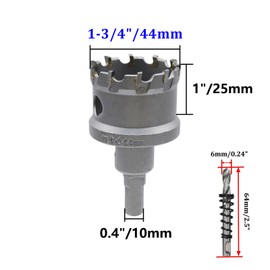 Rannb 1-3/4"/44mm Carbide Tipped Hole Saw Metal Steel Hole Saw for Cutting Iron and Wood