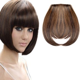 Clip in Bangs Hair Extensions 8" Thick Full Neat Bangs Fringe Hair Extension One Piece Clip on Front Bangs Hairpiece