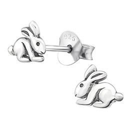 Tiny Bunny Rabbit Earrings .925 Sterling Silver