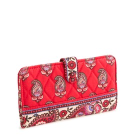 Vera Bradley Premium Cotton Tab Wallet, Flowering Paisley Goji Berry