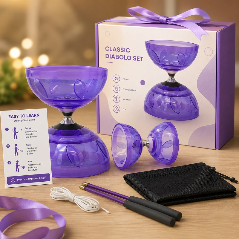 Portable Diabolo Set for Outdoor Play – Beginner-Friendly Soft Rubber