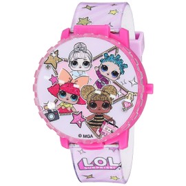 L.O.L. Surprise! Kids Light-Up Spinner LCD Watch – Digital Time Display with Spinning Cover & Flashing Lights – Adjustable Fit for Wrist Sizes 5.5"-8" – Gift-Ready Tin Box