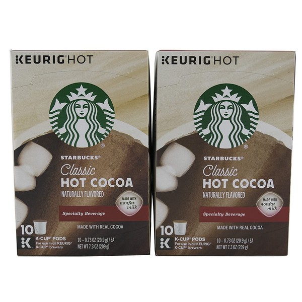 Starbucks Classic Hot Cocoa Naturally Flavored 10 k-cups (Box of 2)