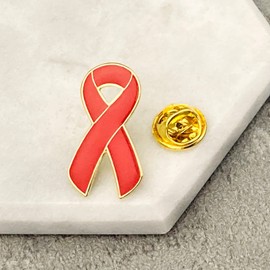 Red Awareness Ribbon Pin Badge For Heart Disease Stroke Haemophilia HIV AIDS (1 Pin)