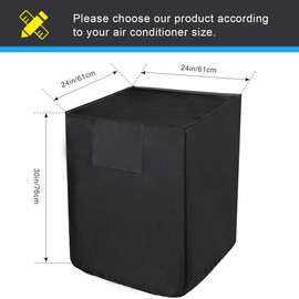 Luxiv Central Air Conditioner Covers - Dust-Proof, Waterproof AC Protection Cover (24W x 24D x 30H) in Black
