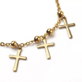LZD Stainless Steel Charm Bracelet Cross Cardboard Boxes Gold Adjustable Z120
