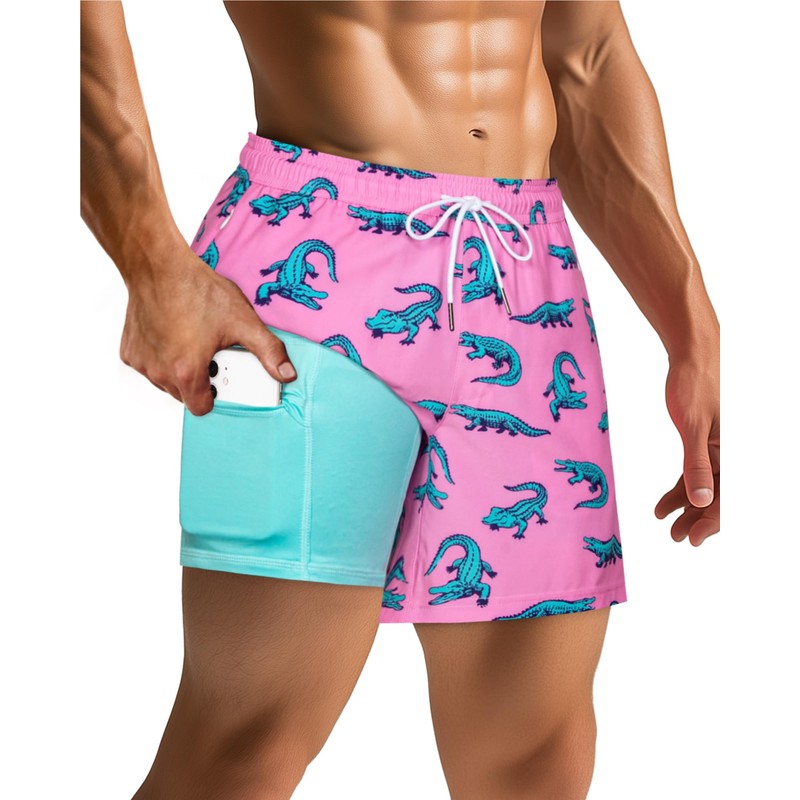 SURF CUZ Mens Swim Trunks with Compression Liner Mens Swimming