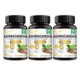 Royavita Ashwagandha, 60 capsules, a combined supplement of Ashwagandha with Vitamin B6 and Vitamin B12 for Stress Relief, Mental Relaxation and Sleep Support.-5:_3 bottle of 180 Capsules