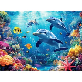 500 Piece Puzzles for Adults Dolphin & Seaworld 20.5 x 15 Inch 500 Large Piece Jigsaw Puzzles for Kids Adults Puzzles 500 Pieces for Adults Holiday Educational Challenge Toy