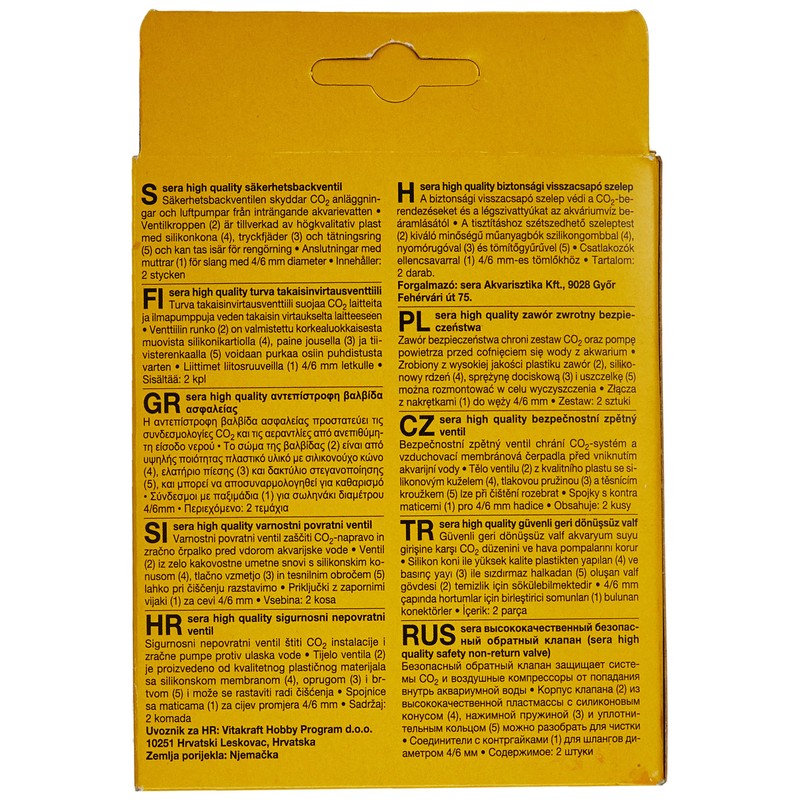 sera 80335 Safety Check Valve Protects CO2 Systems and Air
