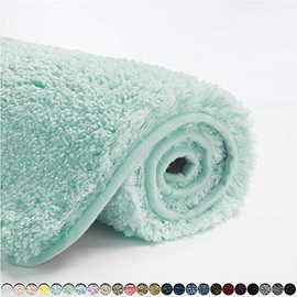 Suchtale Large Bathroom Rug Extra Soft and Absorbent Shaggy Bathroom Mat (24 x 40, Blue) Machine Washable Microfiber Bath Mat for Bathroom, Non Slip Bath Mat, Luxury Bathroom Floor Mats Rubber Back