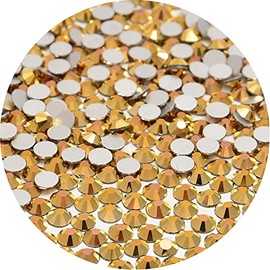 NCB 3000pcs Flatback Round Glass Nail Art Rhinestones Crystal for DIY Making Accessories Shoes, Clothes, Face Art, Bags, Manicure (Aurum, SS3 3000pcs)