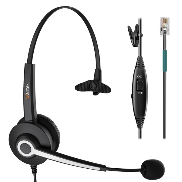 Wantek Phone Headset with Mic RJ9 Telephone Headset Compatible with