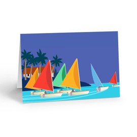 Stonehouse Collection | Colorful Sailboat Note Cards - 10 Boxed Cards & Envelopes - Sailing, Boating (Colorful Sailboats)