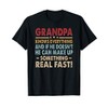 Vintage Grandpa Know Everything Father's Day Funny Xmas T-Shirt, black