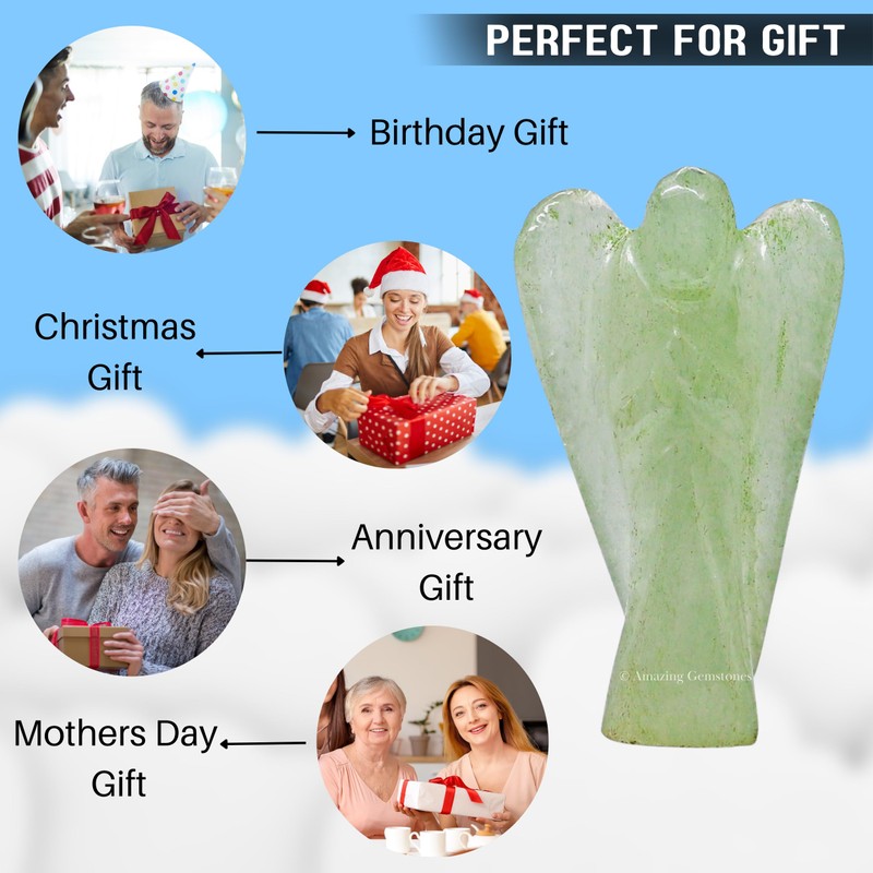 Green Aventurine Angel - Green Aventurine Crystal Angel and Pocket