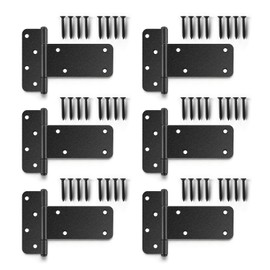 Wmebee 5“ Gate Hinges,260 Lbs Capacity, Matte Black Hinges,6 Pack Heavy Duty Door Hinge, T-Strap Shed Gate Hinges, Wrought Hardware for Wooden Fences, Barn Door Hinge (5“-6 pcs-Matte Black)