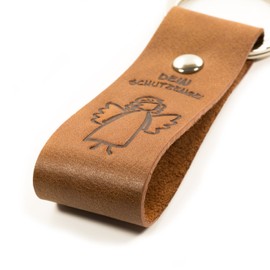 Luminick Guardian Angel Keychain Soft Leather Lucky Key Chain Lanyard Gift Mascot Gift Box for Motorcycle, Car & Travel, brown