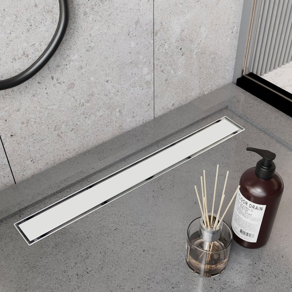 Zenomize Linear Shower Drain 24 Inch, Brushed Floor Drain with