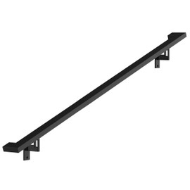 Modern Aluminum Handrail Complete DIY Kit – Matte Black with Adjustable Wall Mount Brackets Included (4' Length)