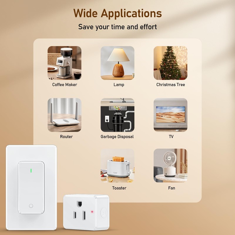Thinkbee Remote Control Outlet Plug, 15A /1500W 600ft RF Range
